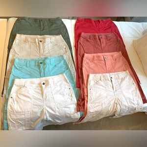 Almost New Set of EIGHT Macy’s Style & Co. Cargo Pants. Size 10.